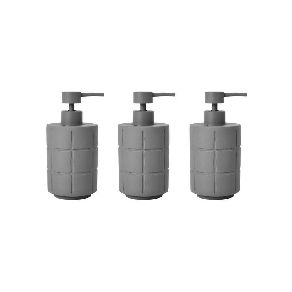 Kit 3 Porta-Sabonete Líquido Quadrados Em Cimento Cinza