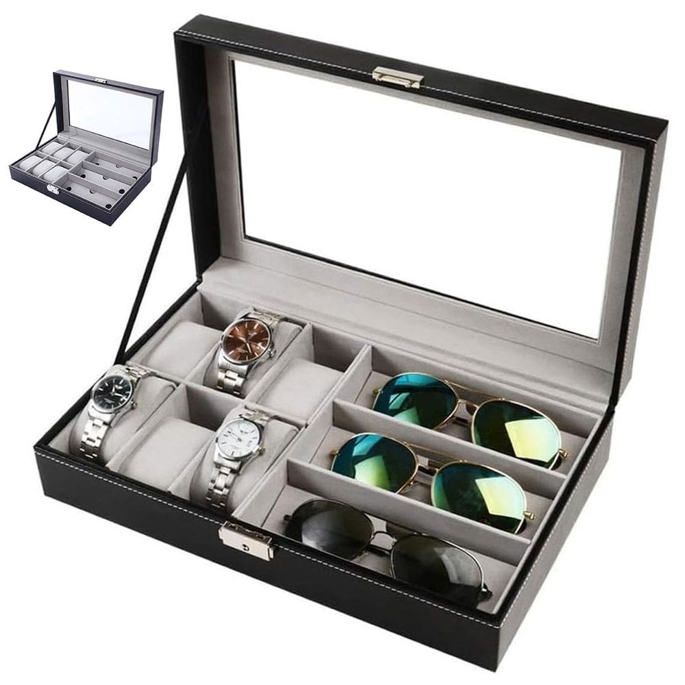 Porta Relogio Luxo Oculos de Sol Pulseira Expositor Estojo Caixa Organizaçao Penteadeira Armario Mesa Resistente