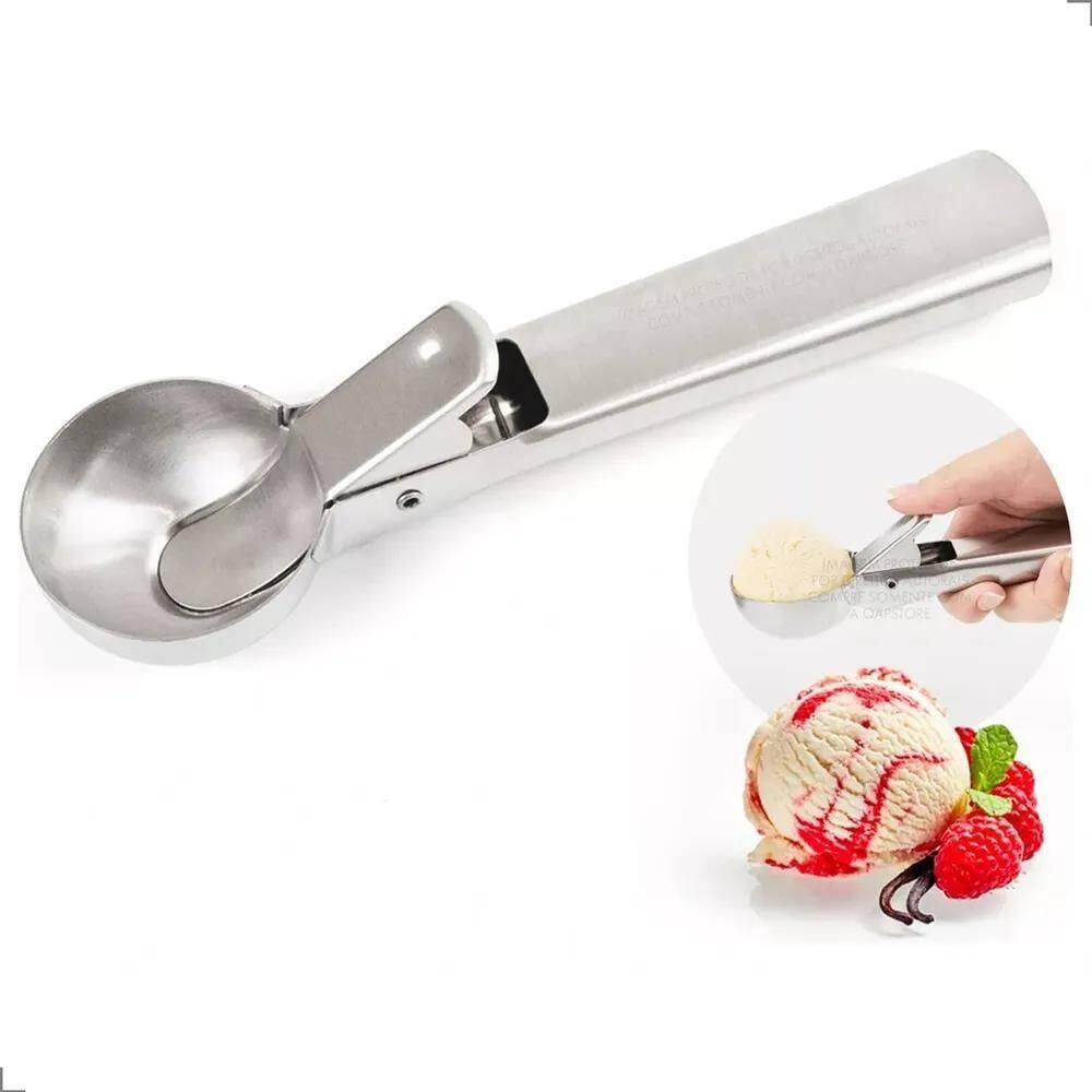 2X Pegador Colher De Sorvete Bola Ejetor Inox A
