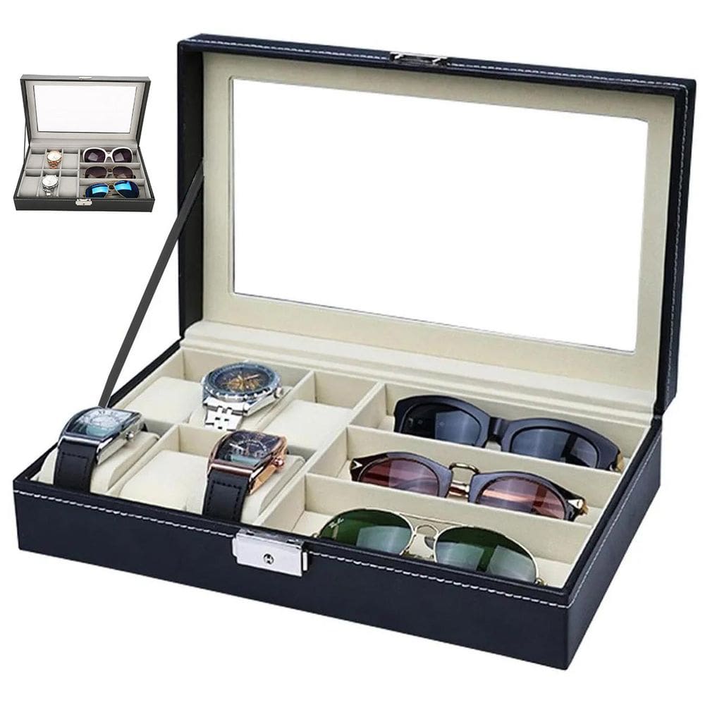 Porta Relogio Oculos de Sol Pulseira Luxo Estojo Expositor Caixa Organizaçao Armario Penteadeira Mesa Resistente