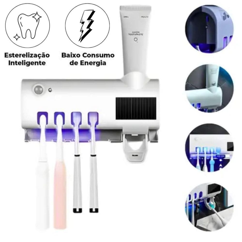 Suporte Escova Parede Uv Estéril Com Luz Uv