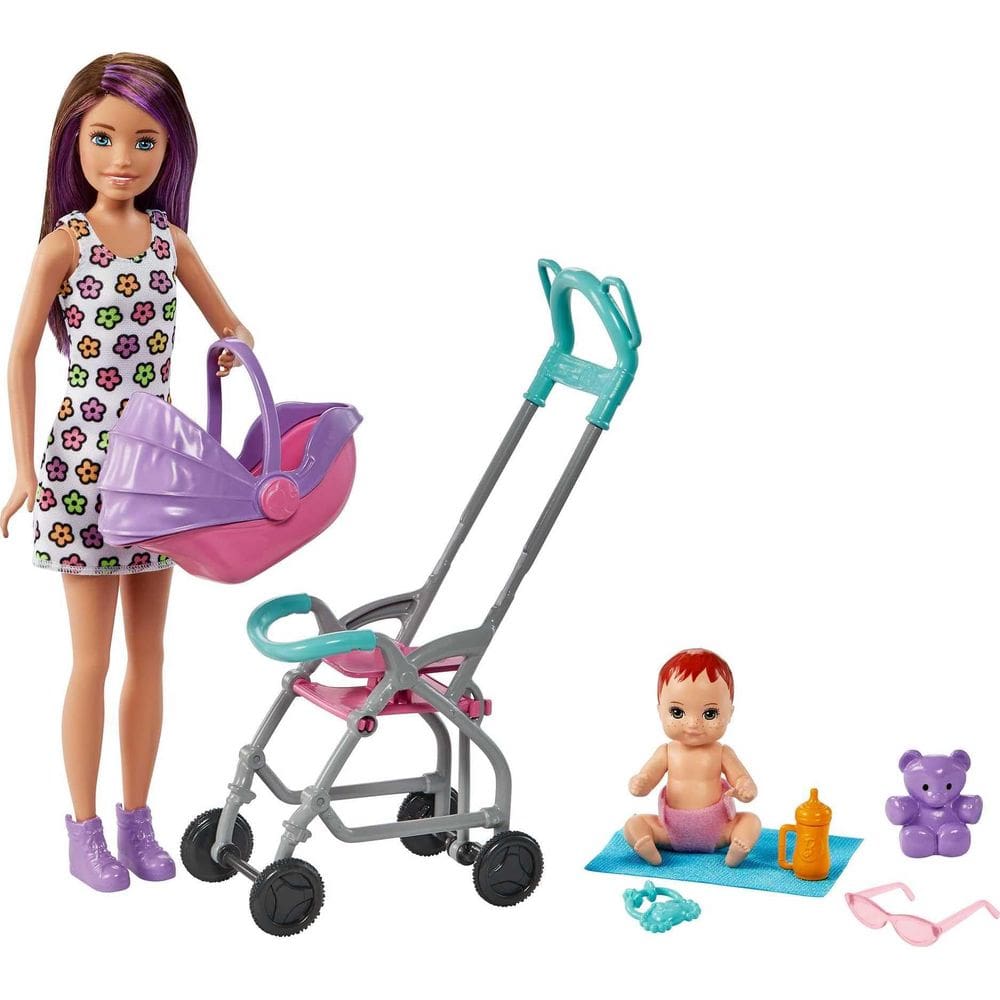 Conjunto de brinquedos Barbie Skipper Babysitters Inc com boneca, carrinho de bebê e acessórios