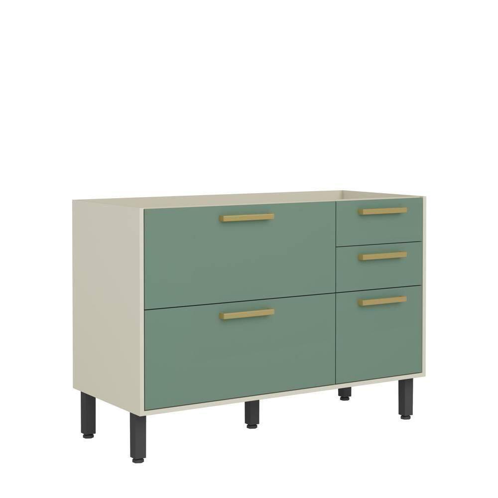 Balcão Sem Tampo 3portas 2gavetas Verde Bossa Nova Bertolini Verde/areia