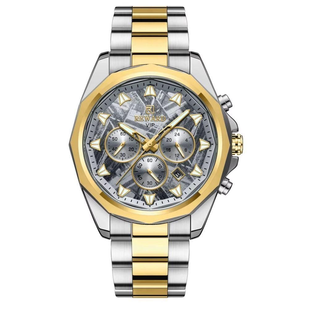 Relógio De Aço Inoxidável Masculino Com Cronógrafo à Prova D´agua Dourado