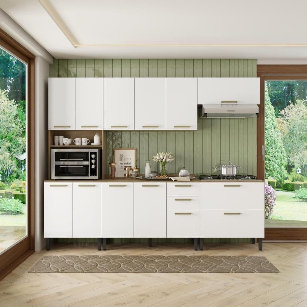 Cozinha Completa Em Mdp C/ Tampo 3 Gav Axé Bertolini - Branco Branco