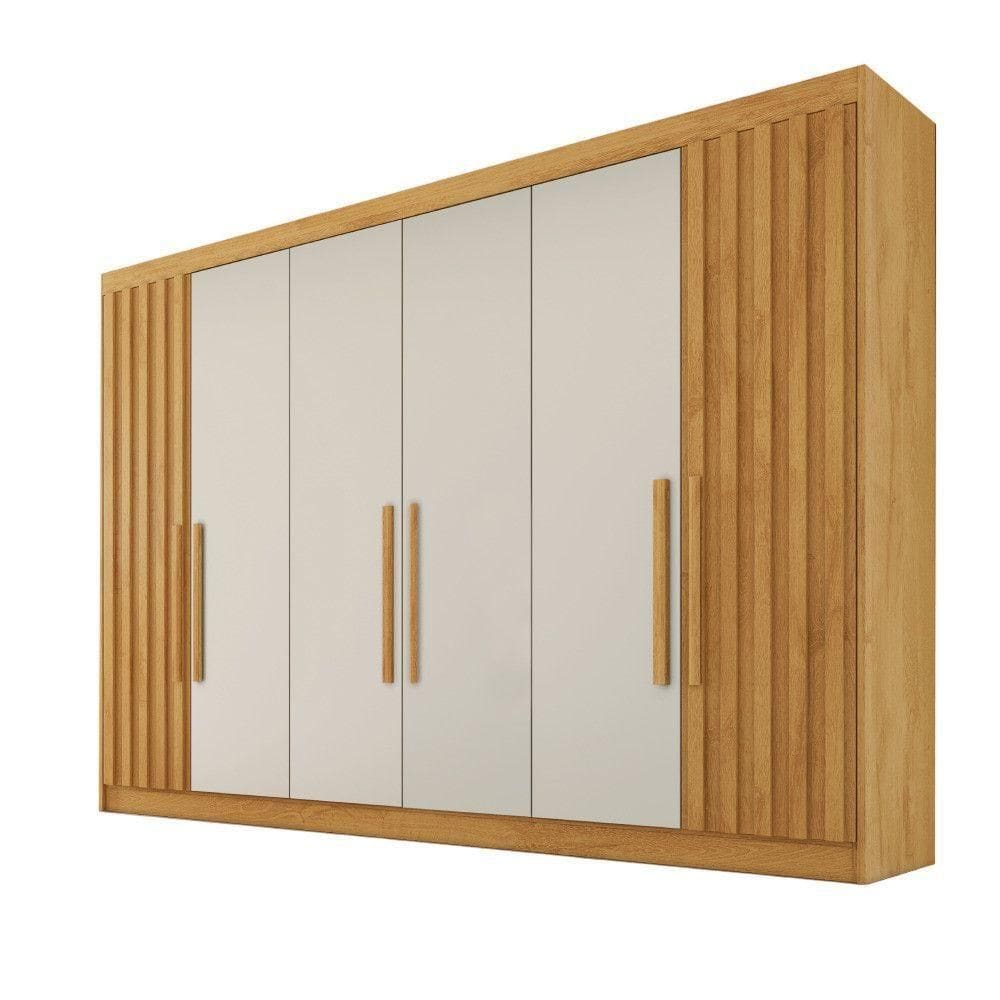 Guarda Roupa 6 Portas 2 Ripadas Potente 100% Mdf Peroba/off White