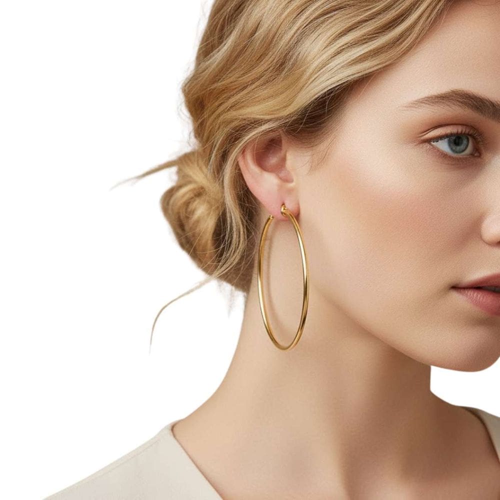 Brinco Argola Grande Dourada Feminina Banhado a Ouro Luxo