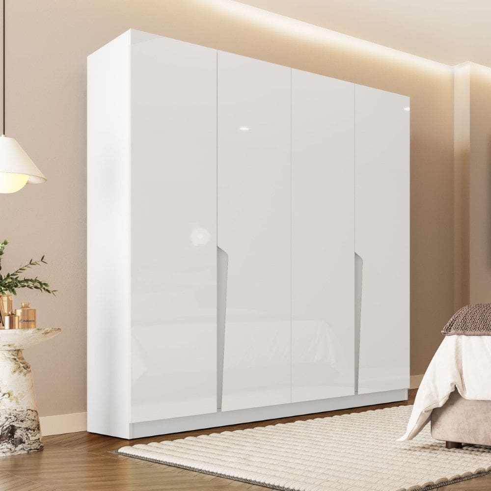 Guarda Roupa Roupeiro 4 Portas 4 Gavetas Porto Branco Politorno Móveis