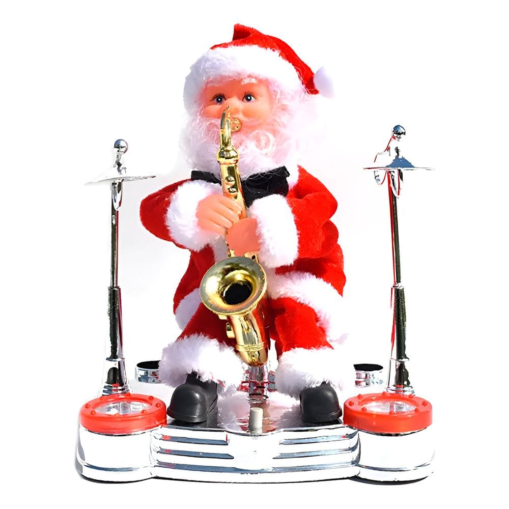 Boneco Papai Noel Musical Saxofone Decoração Natal