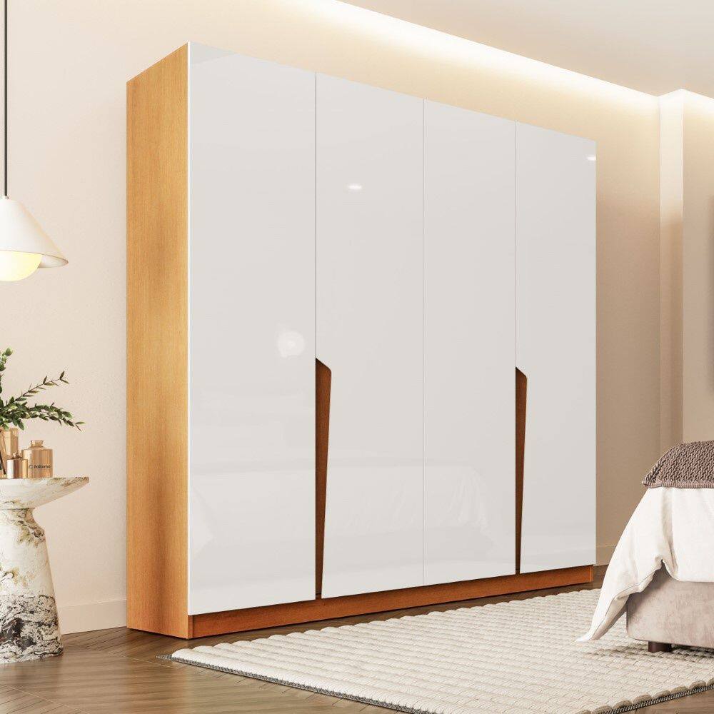 Guarda Roupa Roupeiro 4 Portas 4 Gavetas Porto Freijó Branco Politorno Móveis
