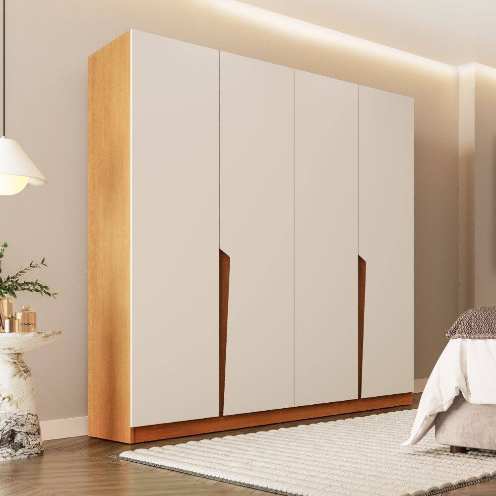 Guarda Roupa Roupeiro 4 Portas 4 Gavetas Porto Freijó Creme Politorno Móveis