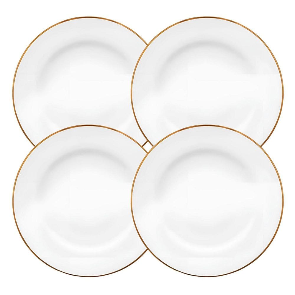 Jogo De Pratos Fundo 4 Peças 23Cm Borda Dourada Sofia Oxford