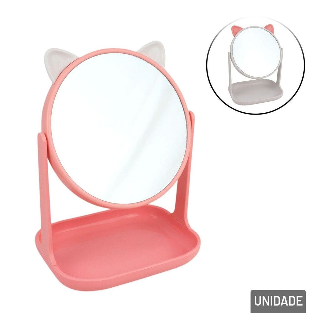 Espelho de Mesa 23x16cm com Base Porta Objetos - Tudo em Caixa