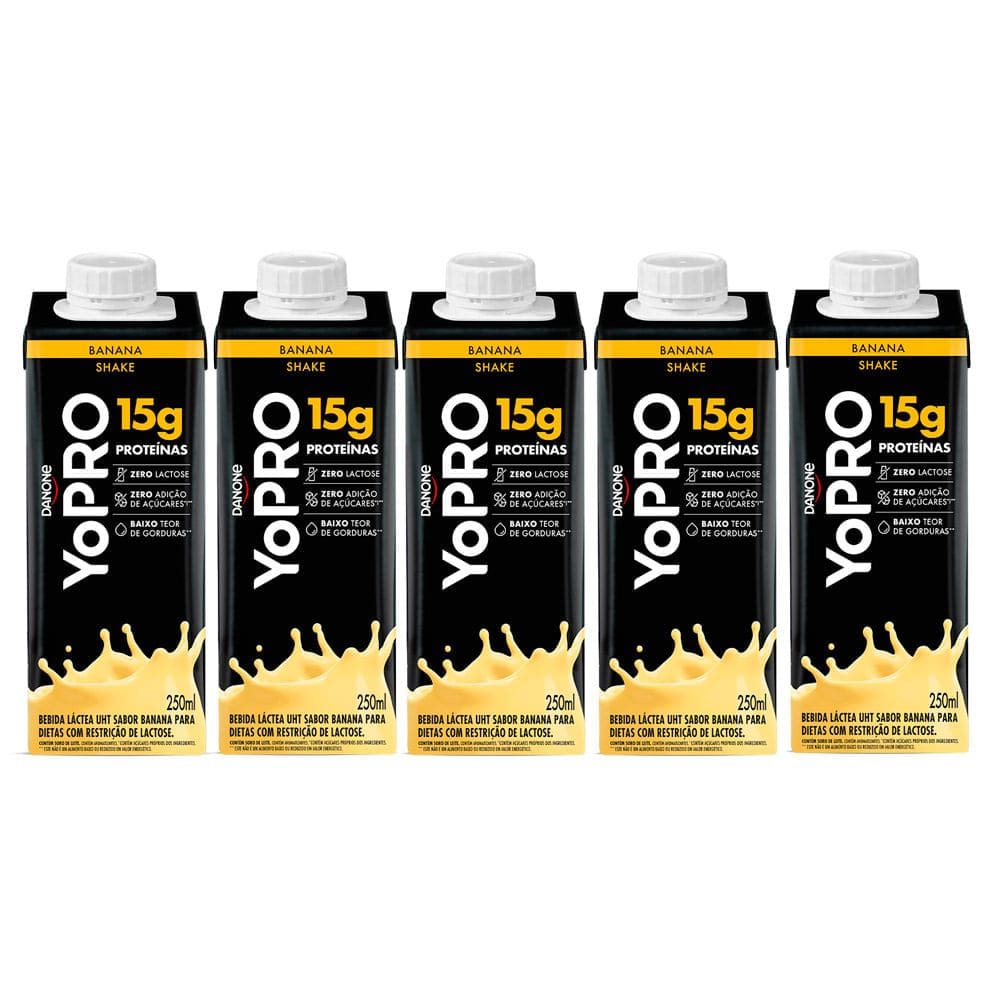 Kit 5 YoPRO Bebida Láctea UHT Banana 15g de proteínas 250ml
