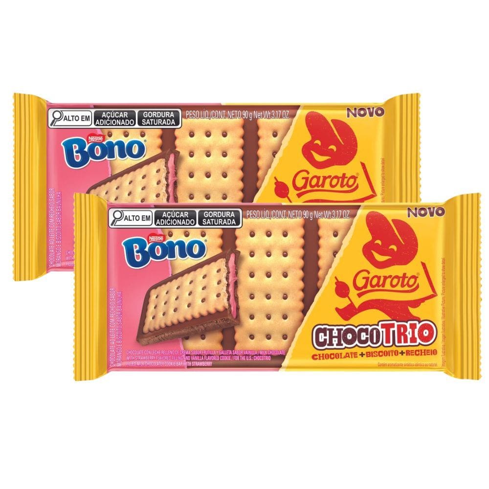 Kit 2 Chocolate ChocoTrio Garoto Bono 90g