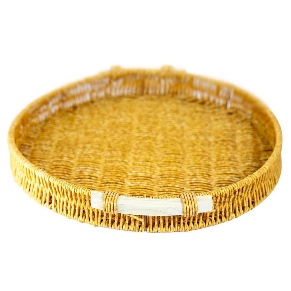 Kit 3 Peças Bandejas Redondas Em Madeira