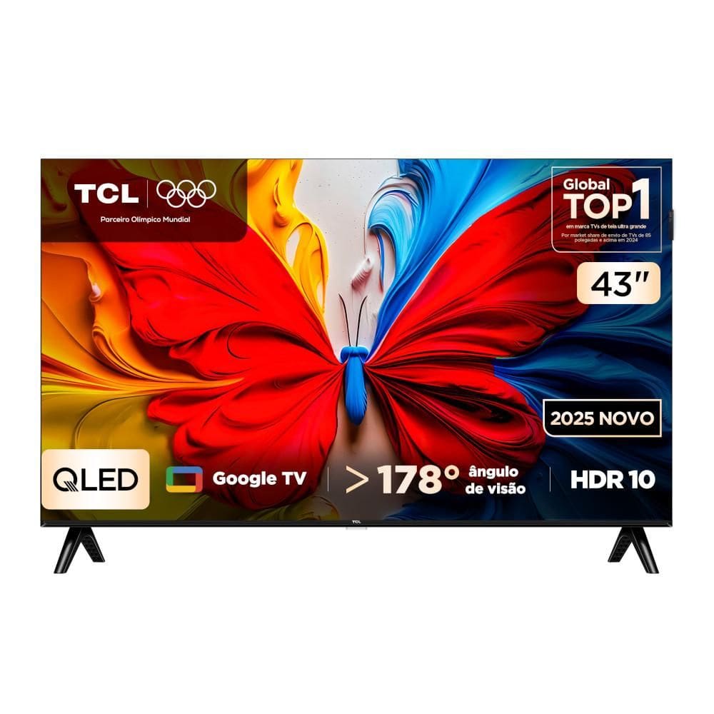 Smart TV 43” TCL QLED 43S5K Full HD, Google TV com Wi-Fi e Bluetooth integrados, HDMI, HDR10, DOLBY AUDIO, Googlecast Integrado