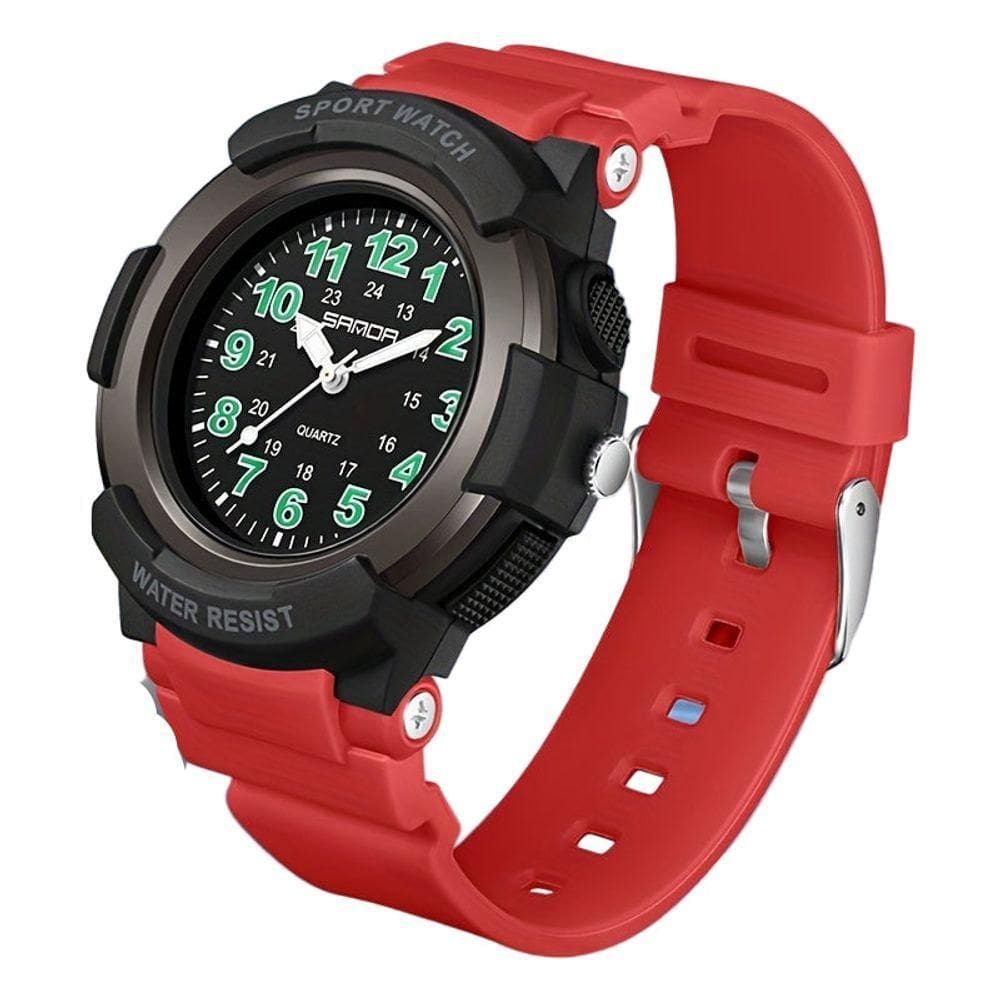 Relógio De Quartzo Sandavisor Analógico Minimalista Vermelho