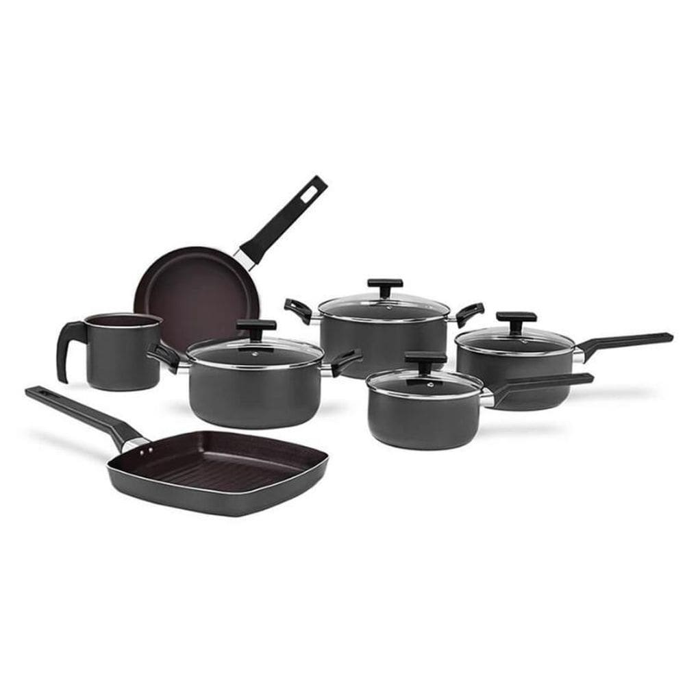 Conjunto Panelas Antiaderente Brinox Preserve Cinza 7 Peças