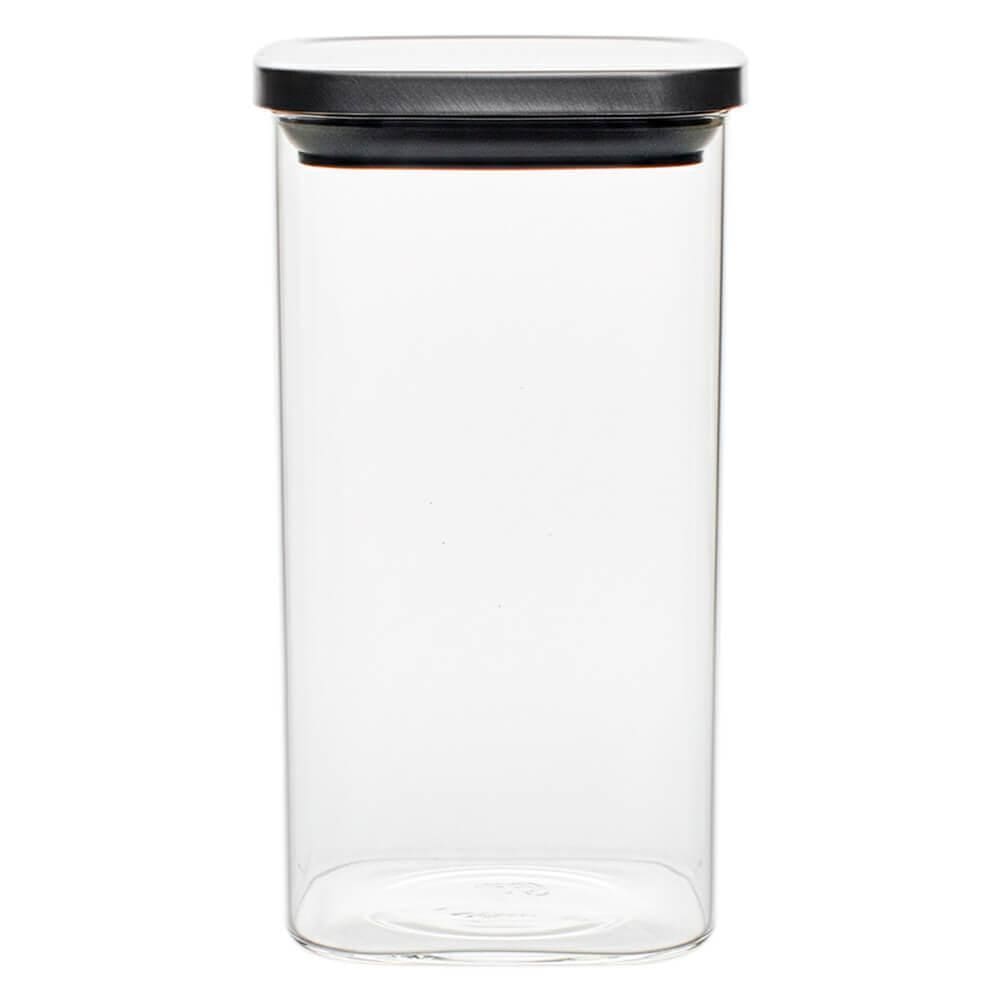 Pote Vidro Hermético Quadrado Tampa Inox 1600Ml Vista Home