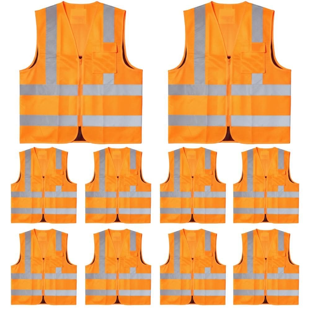 Kit 10 Colete Refletivo Fluorescente Com 1 Bolso e Zíper Blusão Liso Brascamp