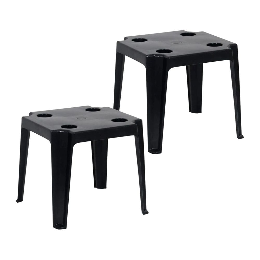 Kit 2 Mesas Plástica Pequena Com Porta Copos Preta Belfix - 70165707 Belfix