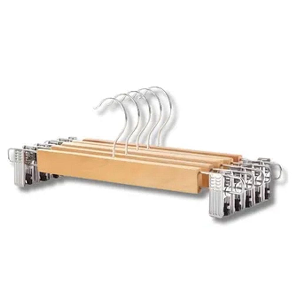 Kit 20 Cabide De Madeira Para Calça E Saia Com Presilhas
