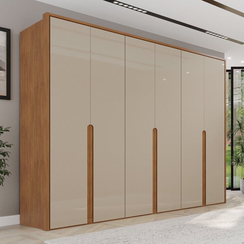 Guarda-roupa Casal 6 Portas 6 Gavetas 100% Mdf Lizz Cedro/Off Withe