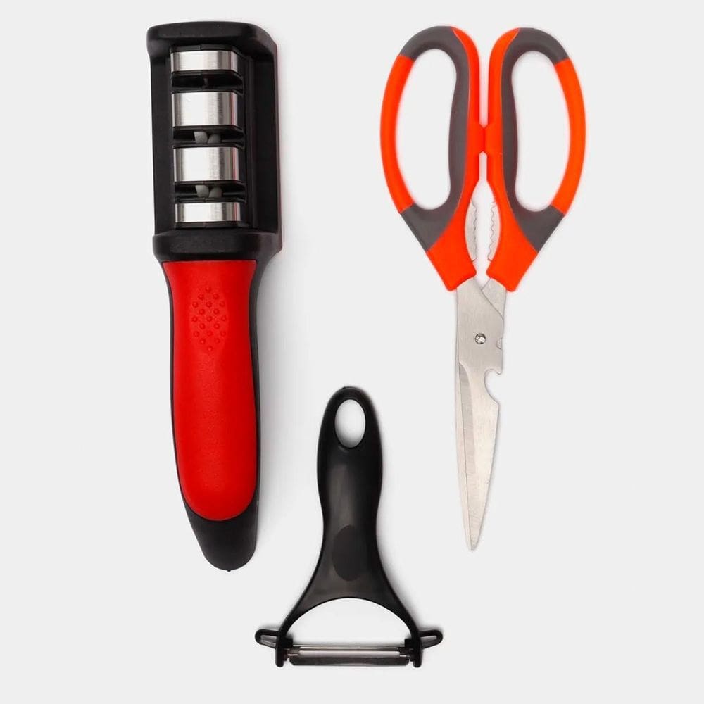 Conjunto Amolador Afiador Para Facas E Tesoura