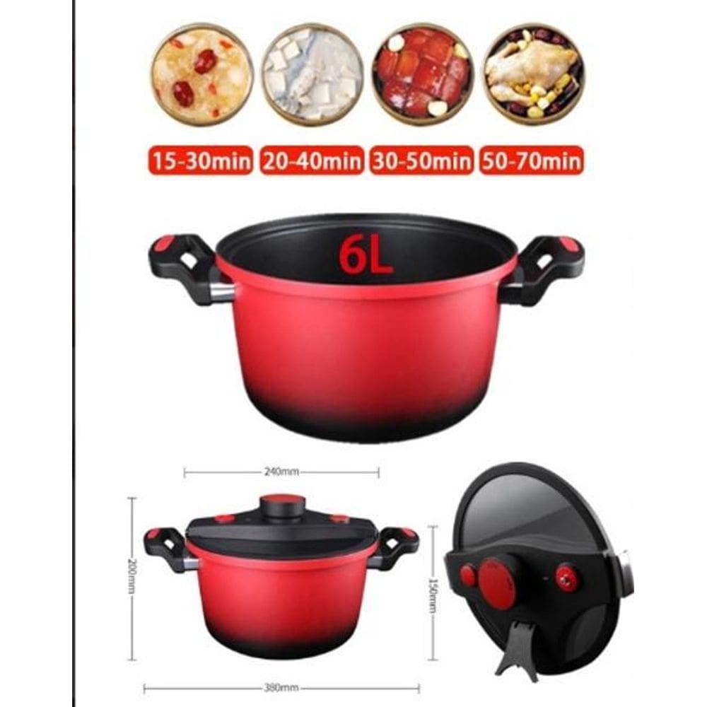 Panela Caçarola Multi Semi Pressão 6 Litros Vermelha