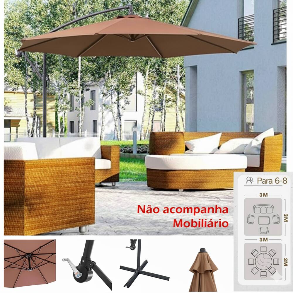 Ombrelone Lateral Suspenso 3m Kauai Guarda | Extra