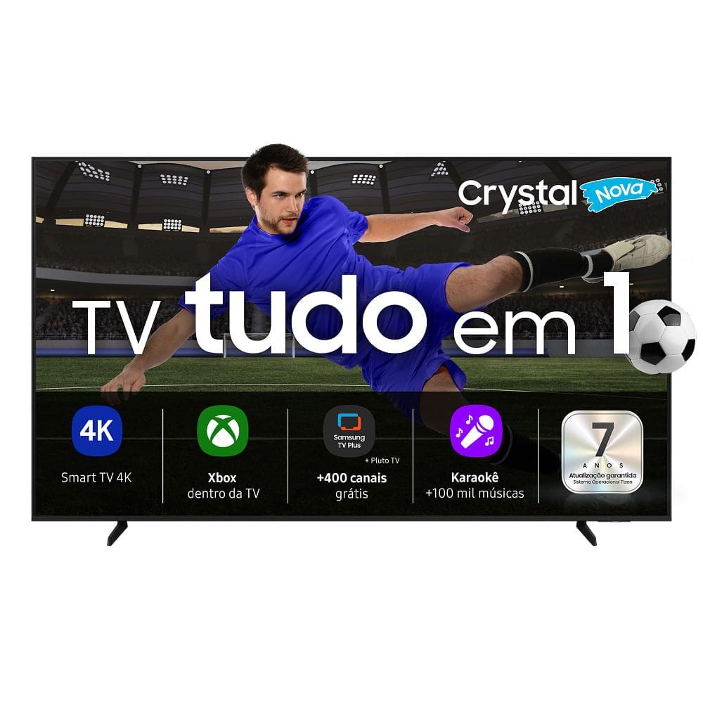 Samsung Smart TV 43” Crystal UHD 4K U8100F 2025, Xbox Cloud Gaming, Canais Gratuitos, Alexa