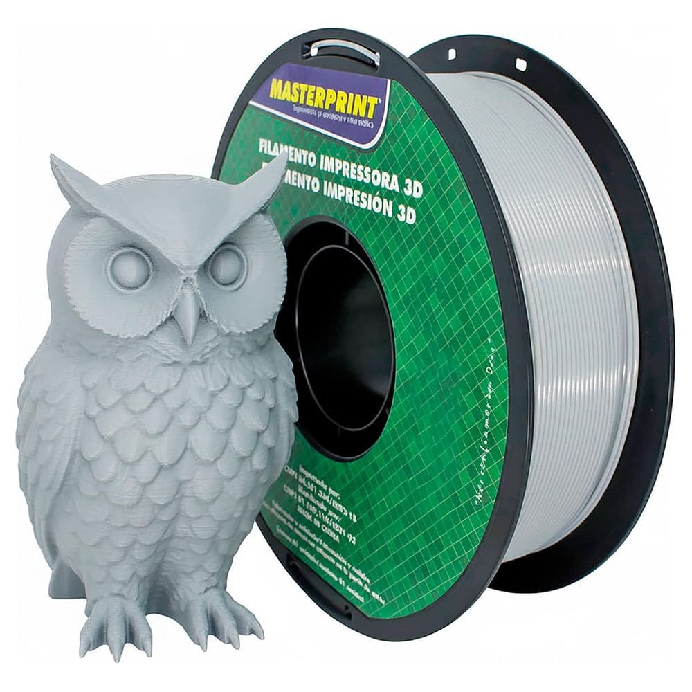 Filamento de Impressora 3D PLA Cinza 1.75mm 1KG Cor Brilhante Textura Macia Masterprint Filamento 3D