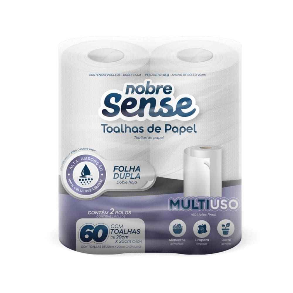 Papel Toalha Bobina P/Cozinha  Pct C/2 Rolos  - Nobre Sense