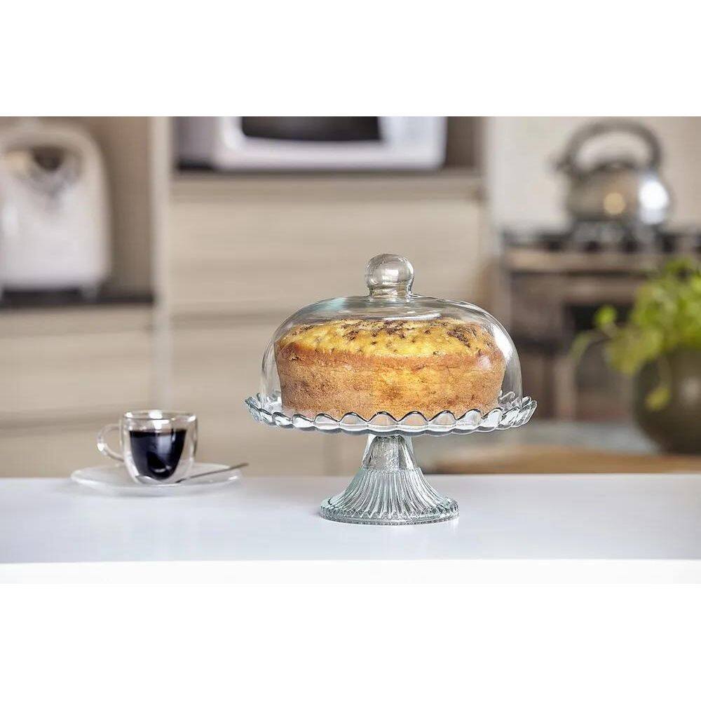 2X Petalas Boleira De Vidro Com Pé Mesa Posta Cafeteria Port