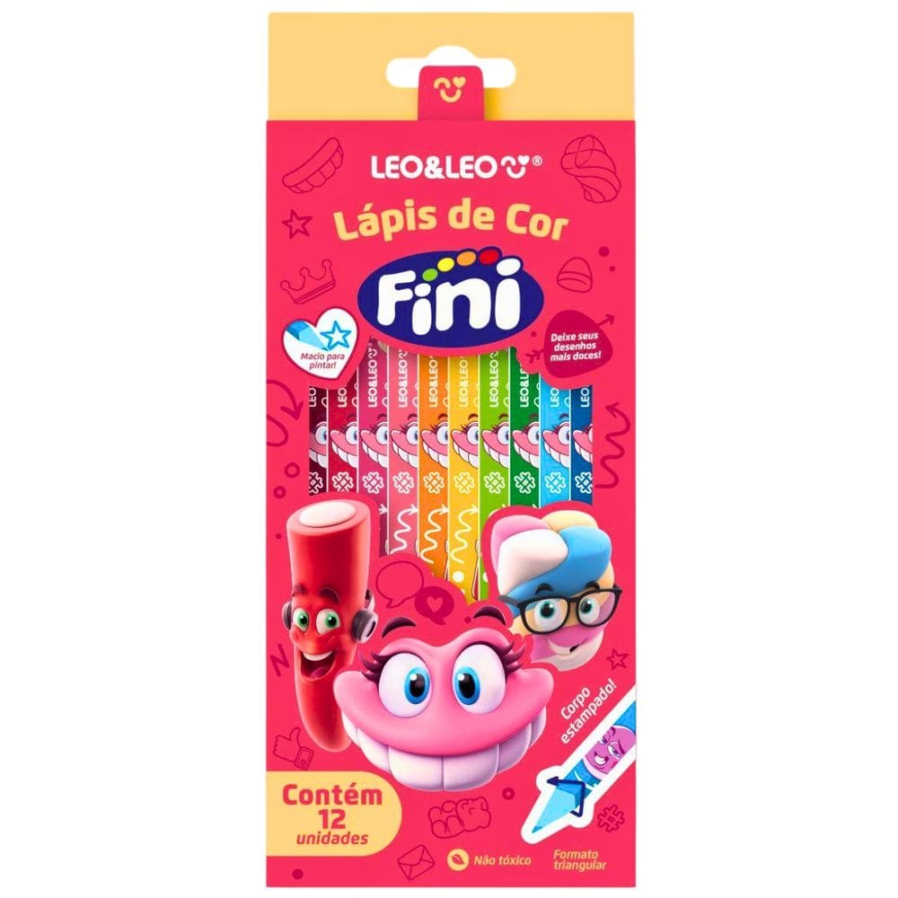 Kit Lápis de Cor Triangular Fini 12 Cores LeoeLeo