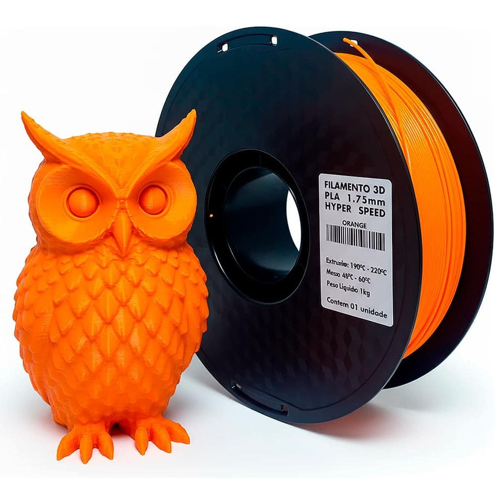 Filamento de Impressora 3D PLA Laranja 1.75mm 1KG Cor Brilhante Textura Macia Masterprint Filamento 3D