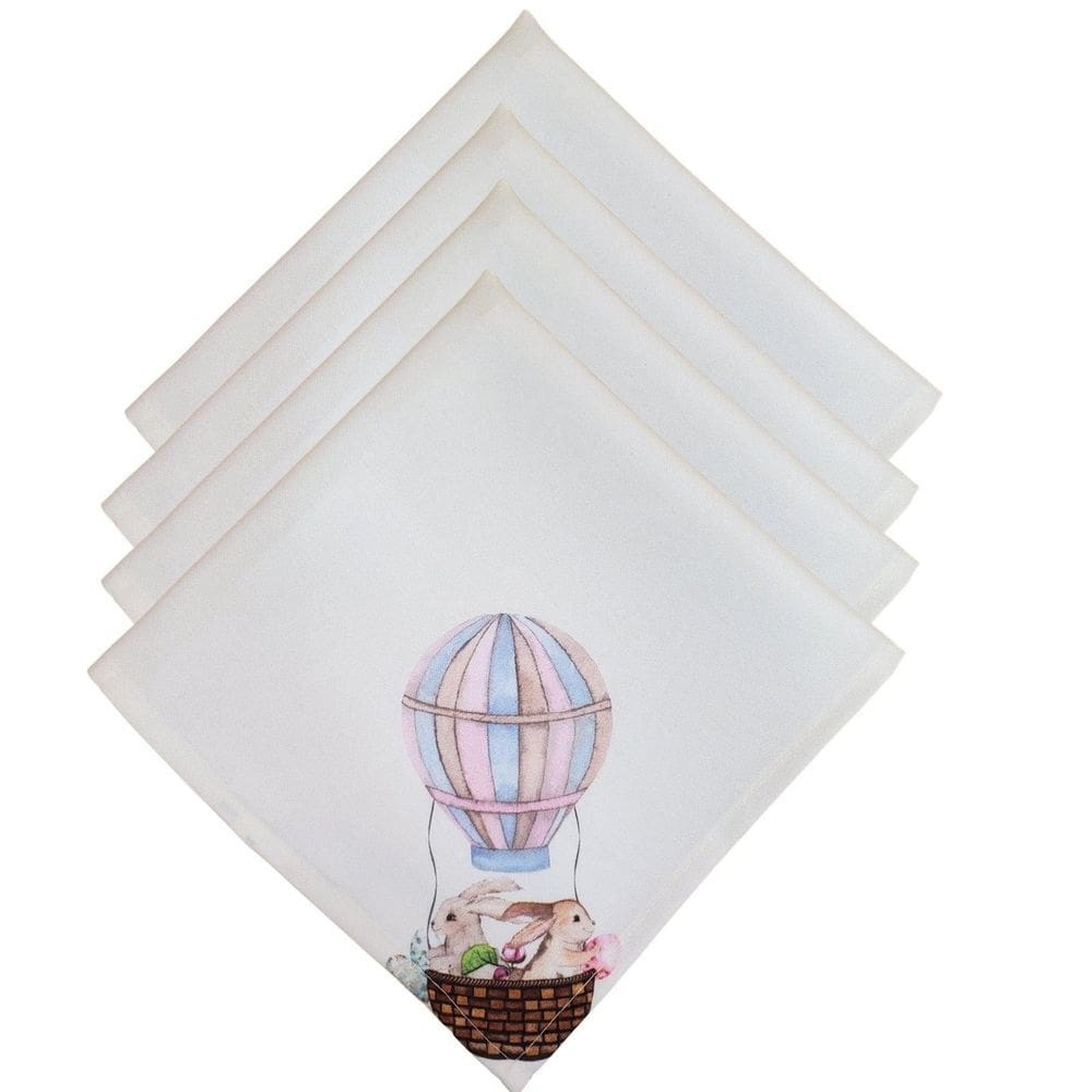Kit 4 Guardanapo Tecido Coelho Da Páscoa Balão Mágico