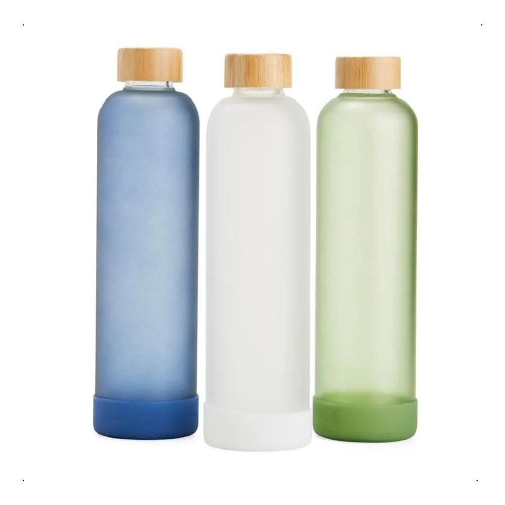 2X Garrafa Squeeze De Vidro Água Chá Suco 1 Litro Tampa Bamb