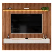 Painel Para TV Até 85 Polegadas 2,50m Ripado Autêntico Com Led Montreal Com Nicho Efraín