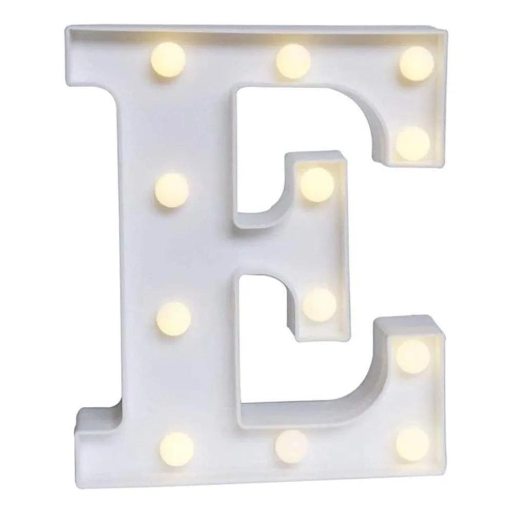 2X Luminária Decorativa Led 3D Letra E Branca 22Cm Decoração