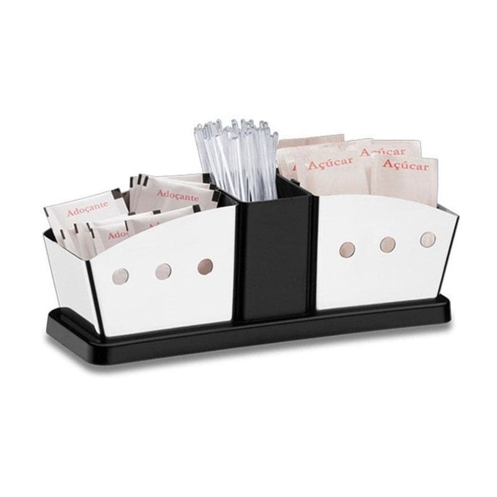 Suporte Porta Saches Inox Cafe Adocante Açucar Restaurante