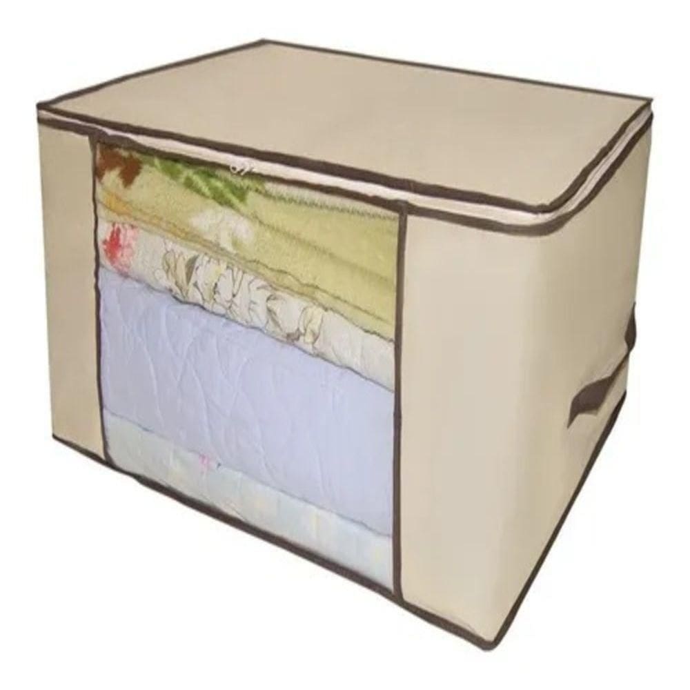 Caixa Organizador De Roupas Flexivel Com Ziper Multiuso Para Guarda Roupa Cama Edredom E Closets Saco 45x30x20cm