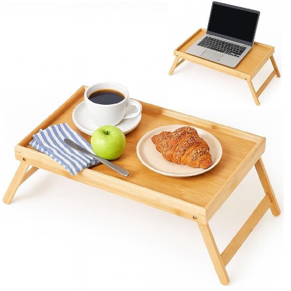 Bandeja Mesa Bambu Dobravel Rustica Apoio Madeira Cafe Manha Cama Sofa Suporte Home Office Multiuso Luxo
