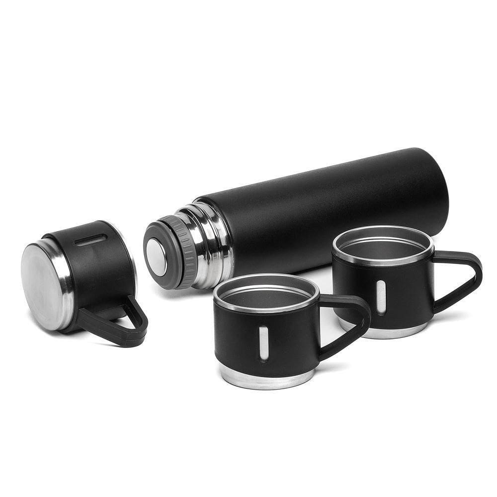 Garrafa Térmica Inox 500ml Com Trio De Canecas - Estilo E Sabor Sempre Na Mão!