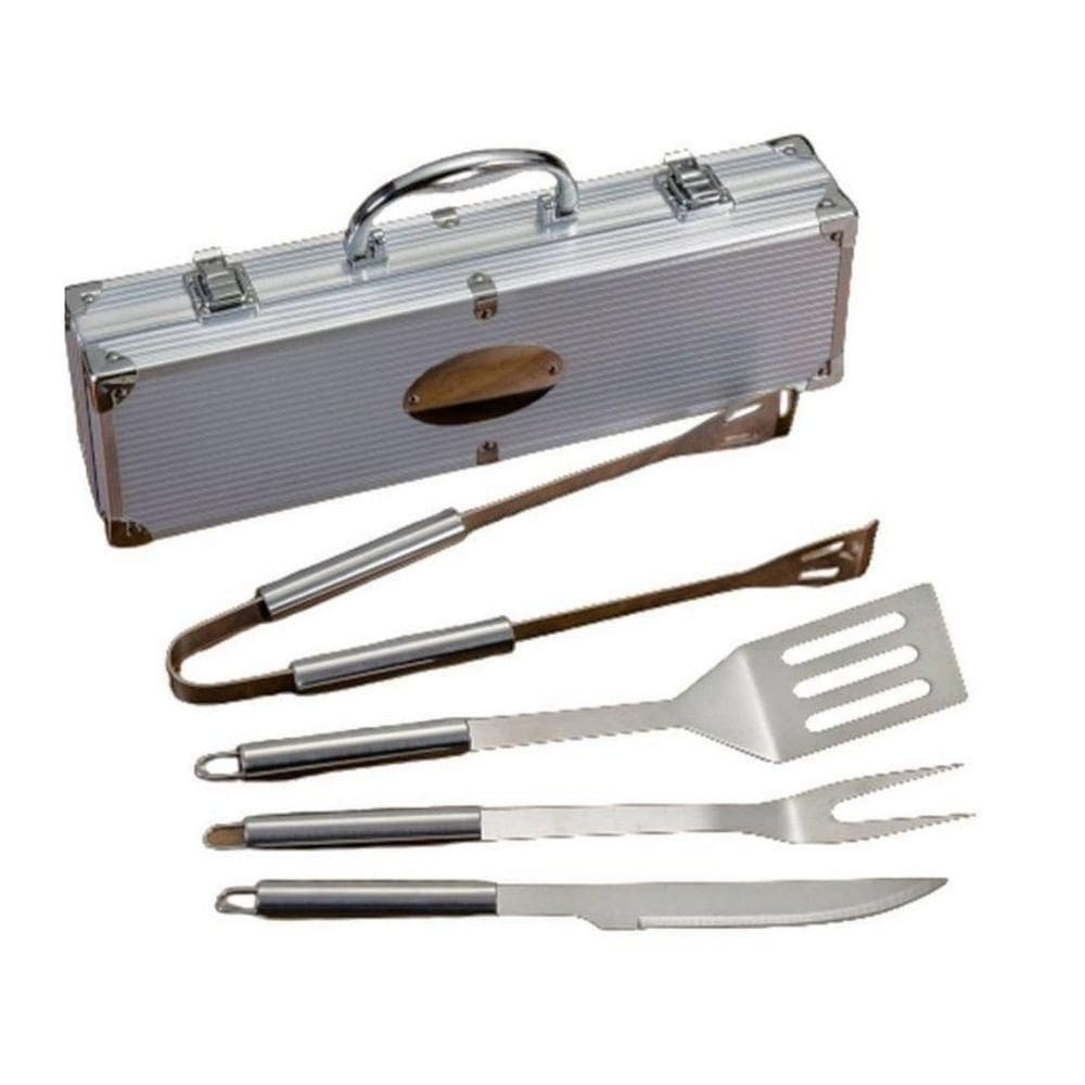 Kit Para Churrasco 4 Peças Com Maleta
