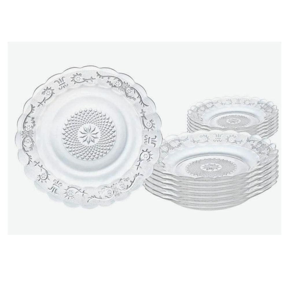 Kit Conjunto 4 Unidades Prato Fundo Vidro Transparente