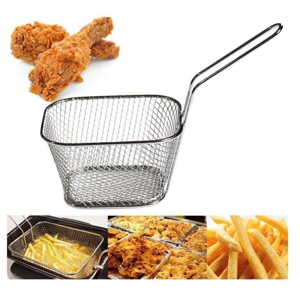 Mini Cesto Frituras Inox Batata Frita Rustica Frango Servir Porcoes Aperitivos Churros Multiuso Mesa Lanchonete Restaura