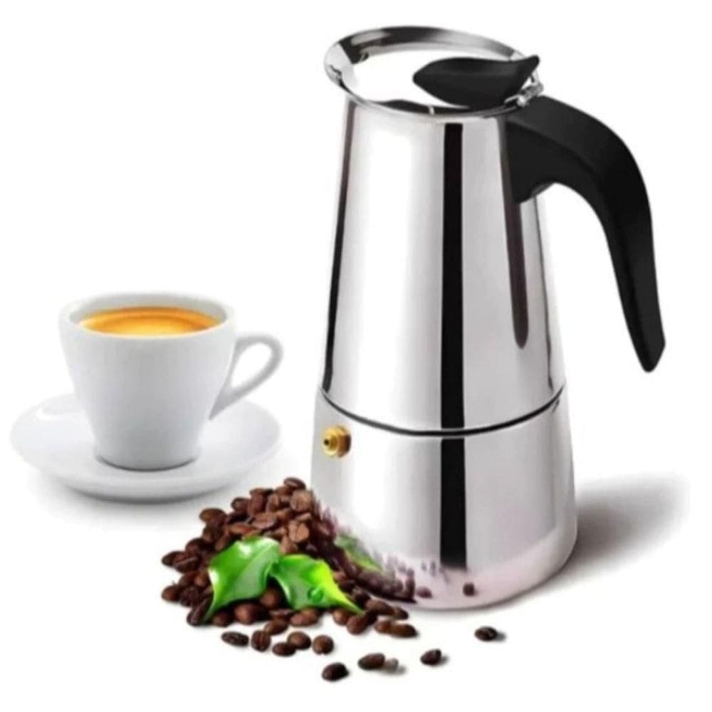 Cafeteira Italiana Em Inox Café Expresso Encorpado 4 Xícaras 200ml