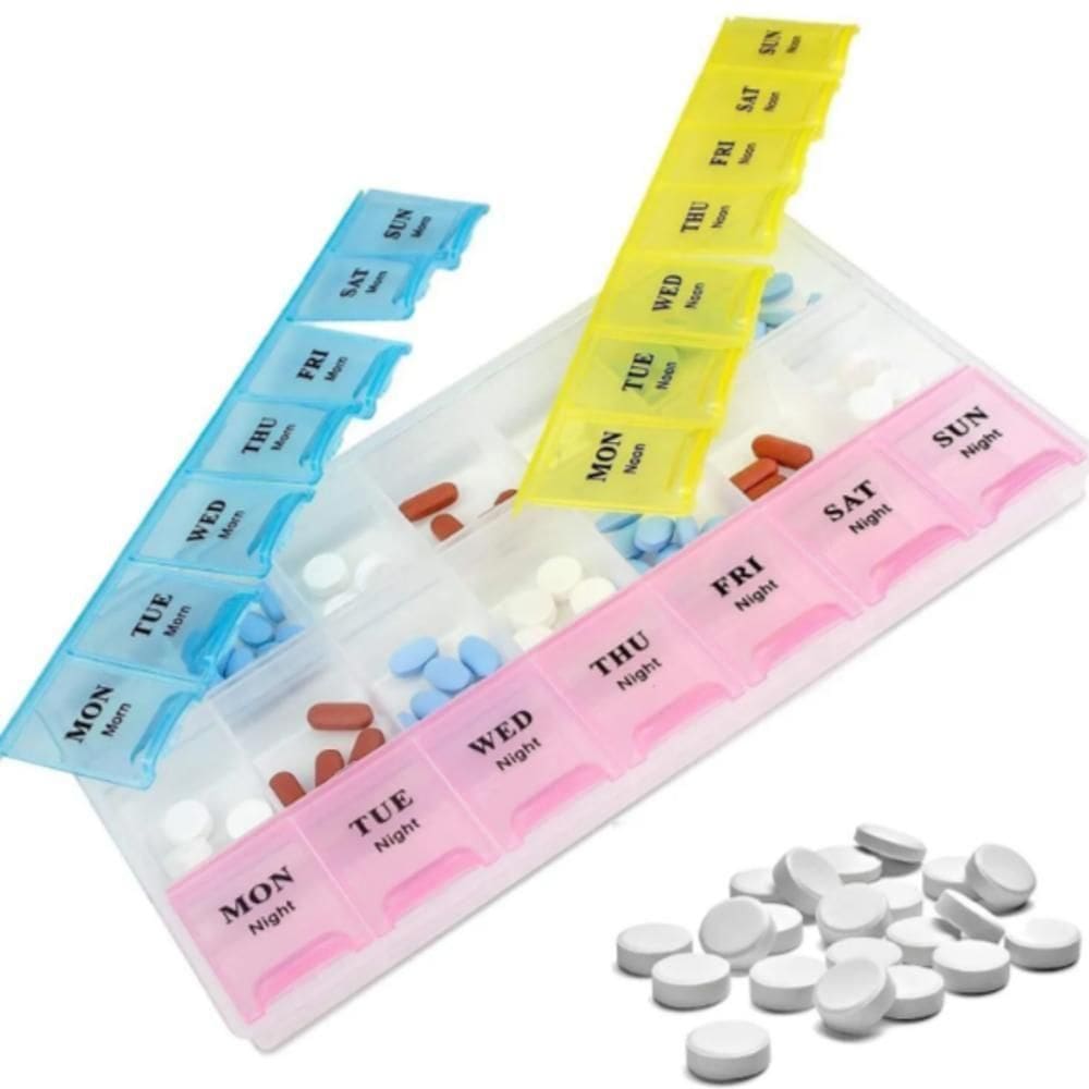 Caixa Porta Comprimidos Semanal Organizador Remedios Diario 21 Divisorias Diario Multiuso Capsulas Estojo Pesca Suplemen